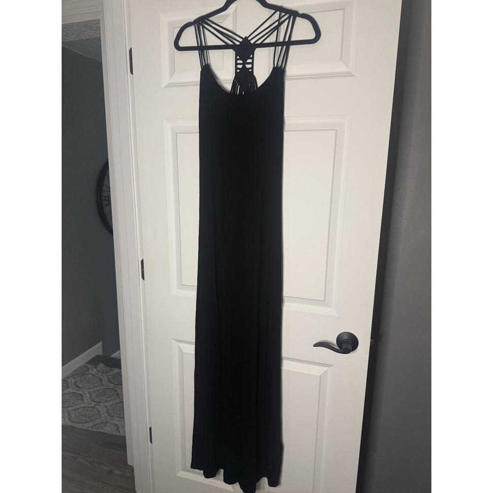 Coercion London Sleeveless Maxi Dress Multi Strap Back Design Medium Black